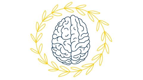 ATHINA lab logo, line drawing of brain surrounded by laurel leaves
